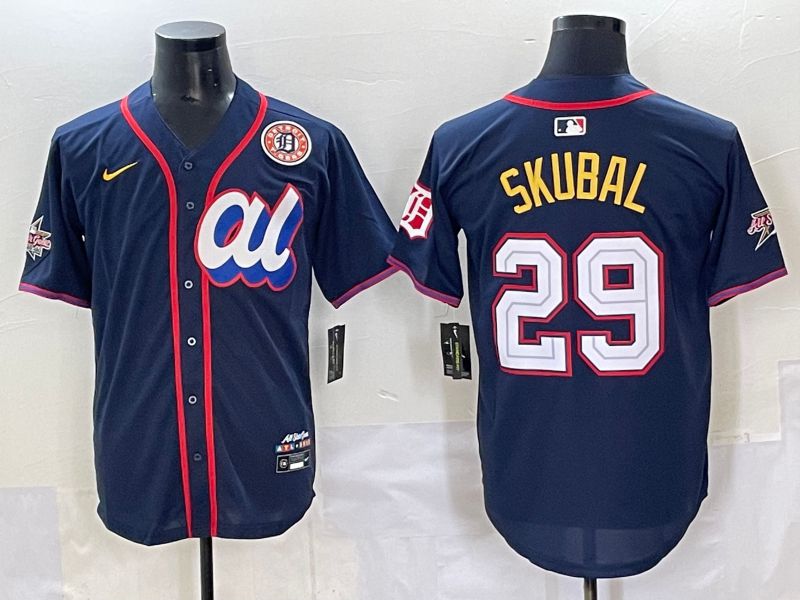 Men 2025 Detroit Tigers #29 Skubal Drak Blue All star Nike MLB Jersey style 2